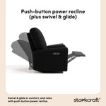 Sorrento black boucle power recliner push-button power recline callout