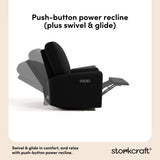 Sorrento black boucle power recliner push-button power recline callout