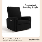 Sorrento black boucle power recliner style callout