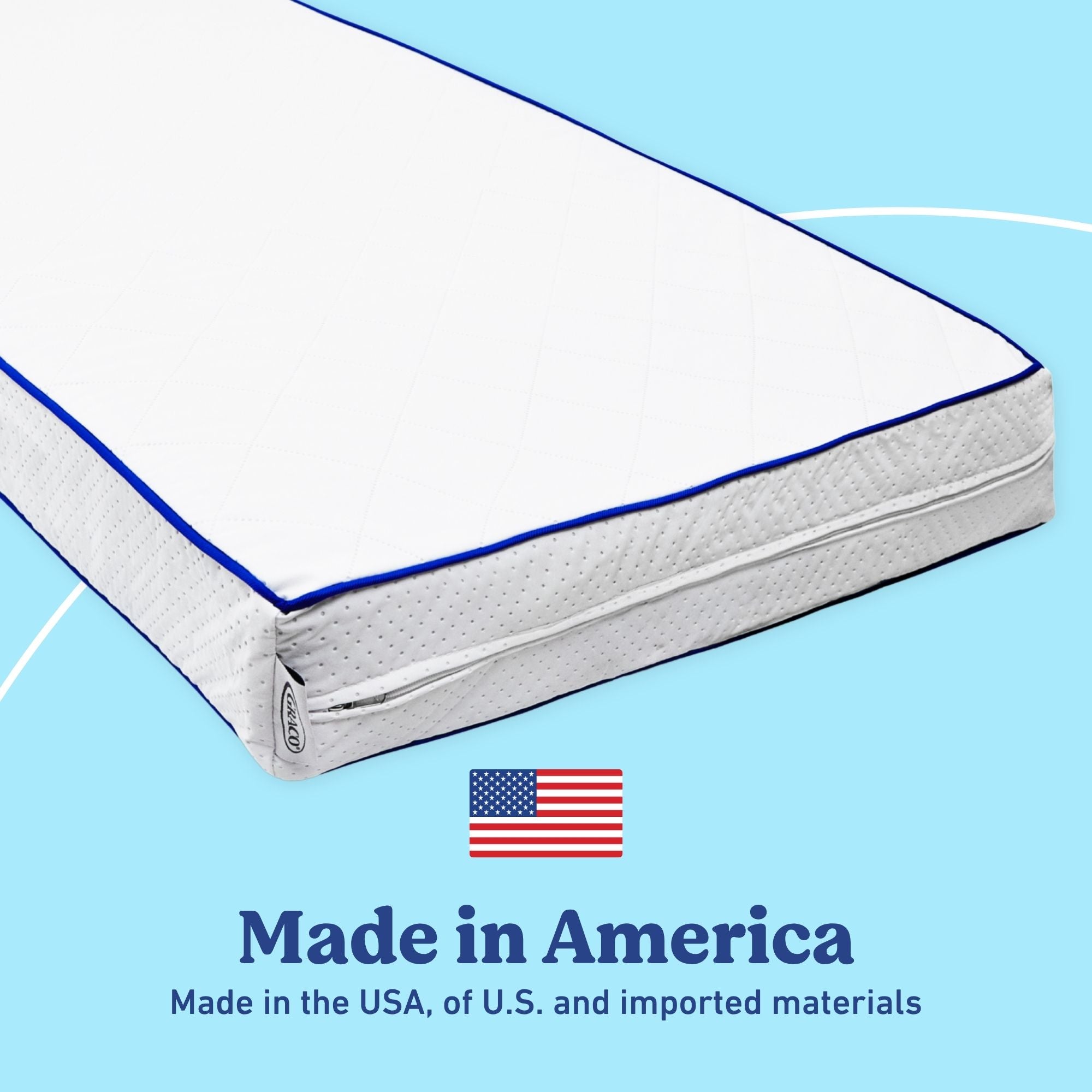 Graco 5-Inch Water-Resistant Crib And Toddler Mattress made in America callout