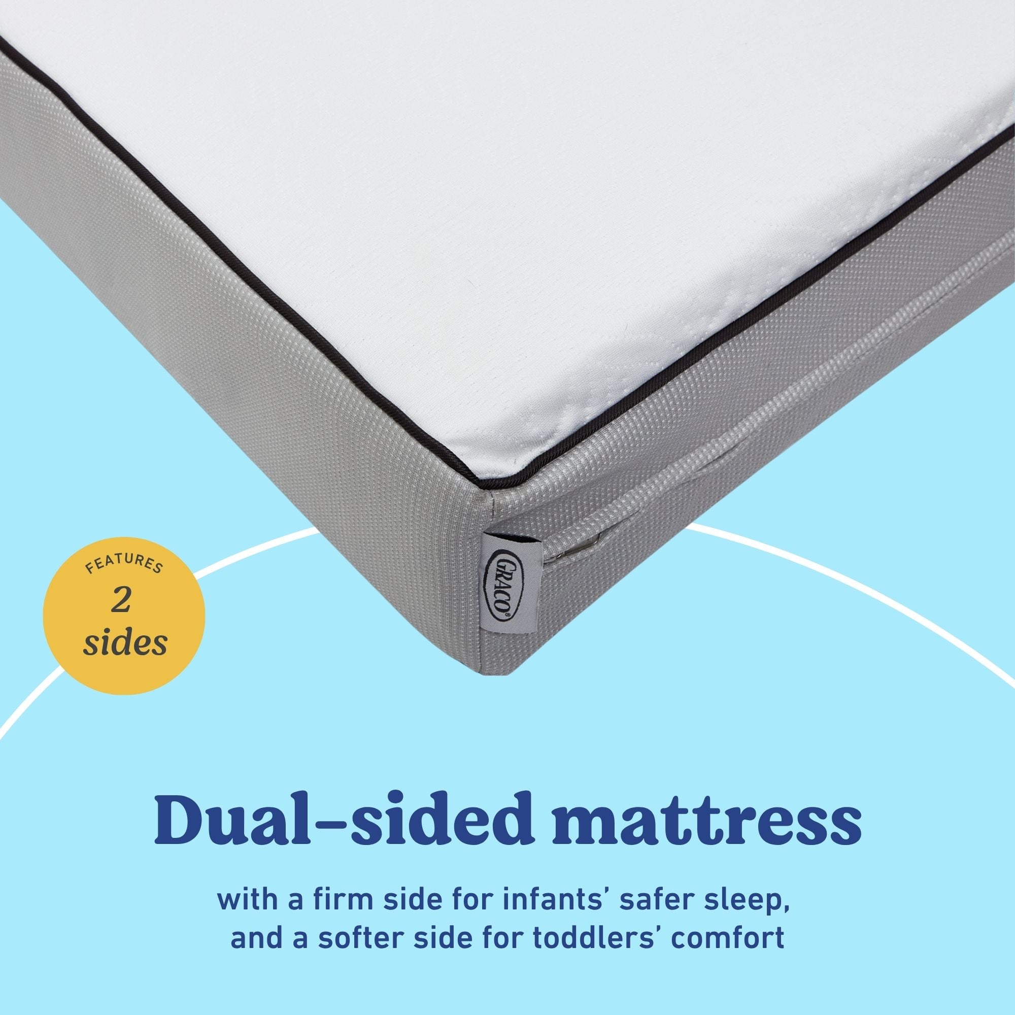 Graco Essentials 6-Inch Dual-Sided Baby Crib & Toddler Bed Mattress dual sided mattress callout