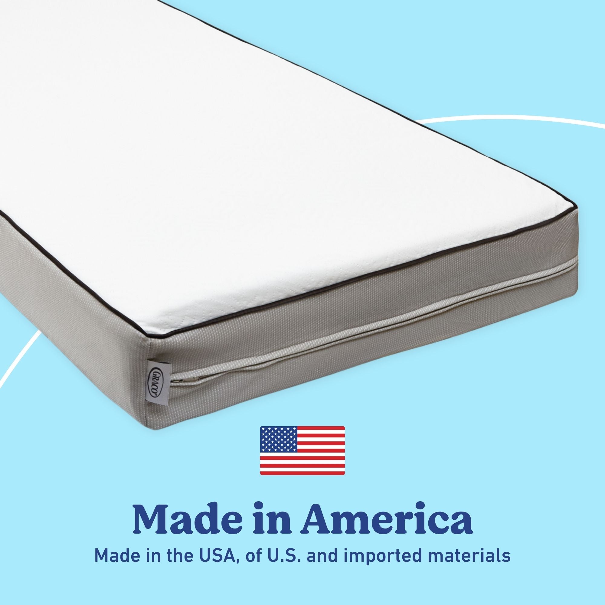 Graco 6-Inch Dual-Sided Crib And Toddler Mattress made in America callout
