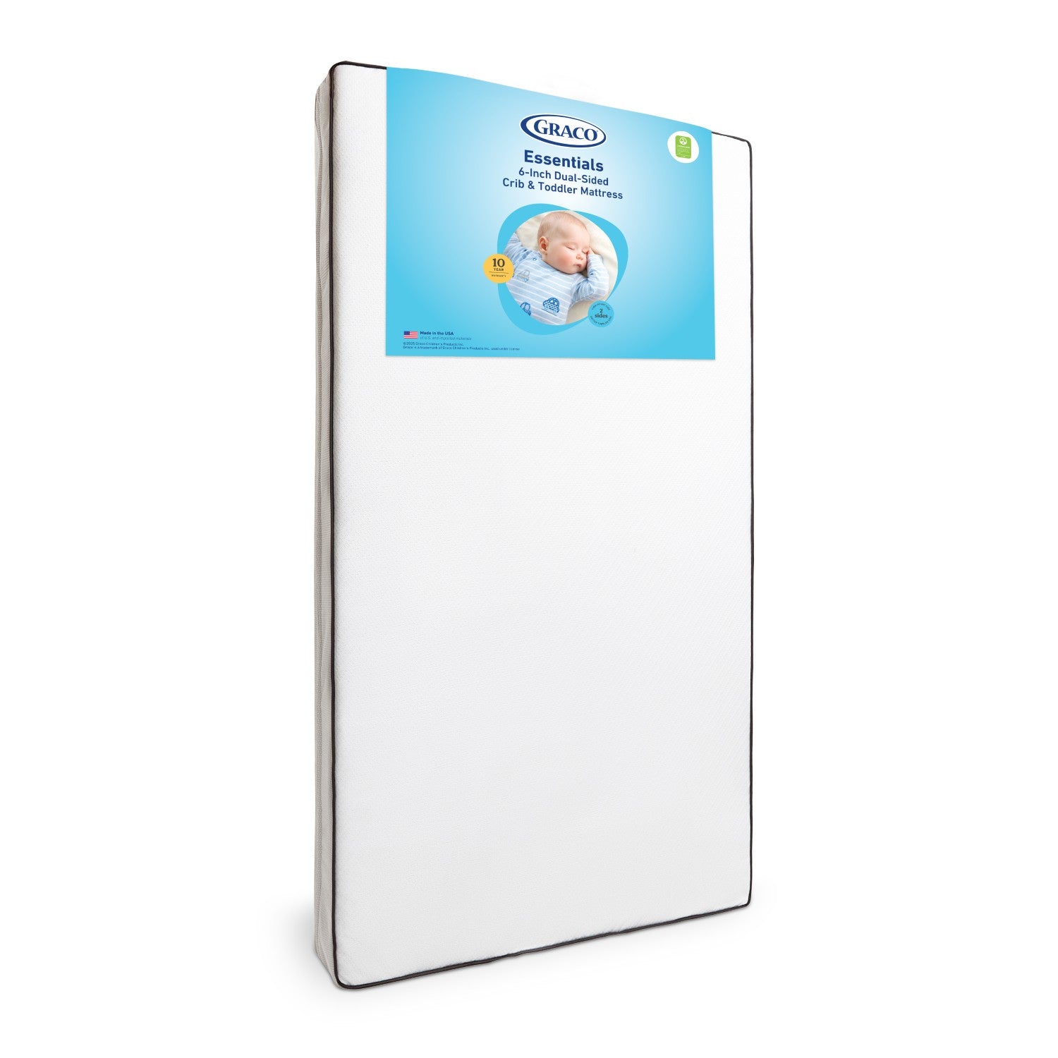 Graco Essentials 6-Inch Dual-Sided Baby Crib & Toddler Bed Mattress with litho