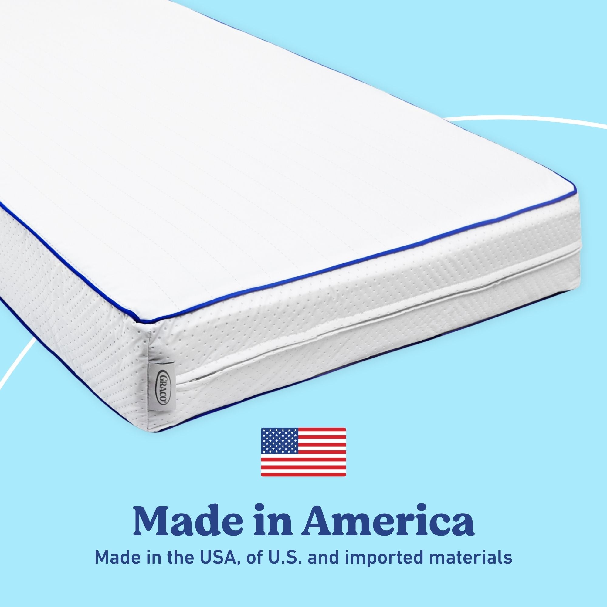 Graco 6-Inch Water-Resistant Dual-Sided Crib And Toddler Mattress made in America callout