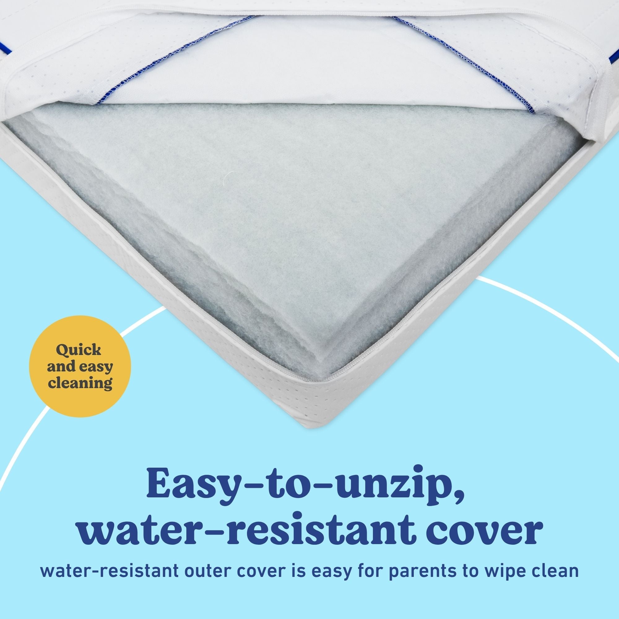 Graco 6-Inch Water-Resistant Dual-Sided Crib And Toddler Mattress removable cover callout