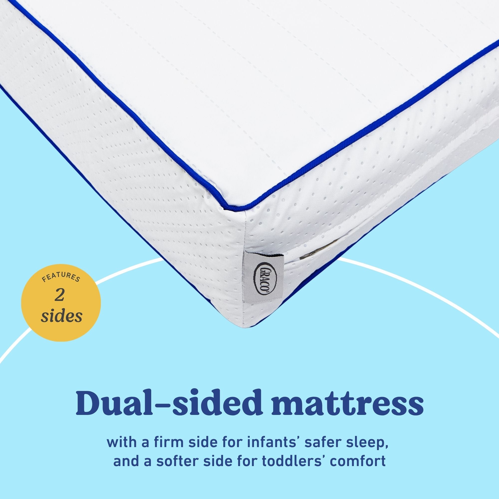 Graco 6-Inch Water-Resistant Dual-Sided Crib And Toddler Mattress dual-sided callout