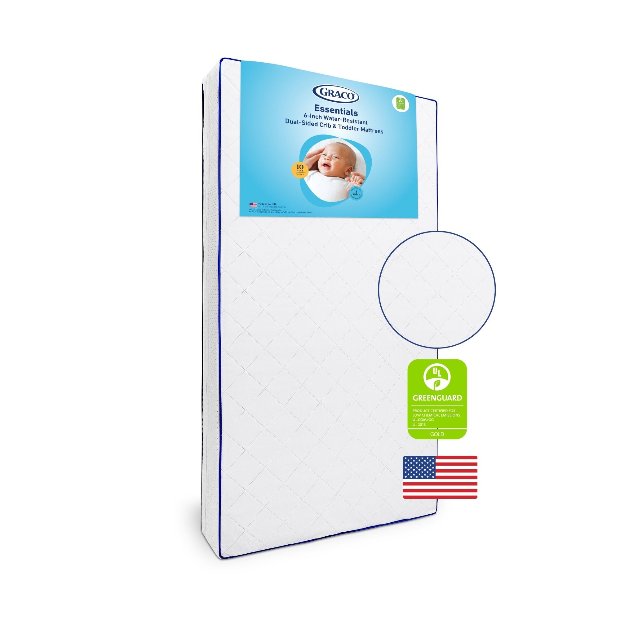 Graco 6-Inch Water-Resistant Dual-Sided Crib And Toddler Mattress litho