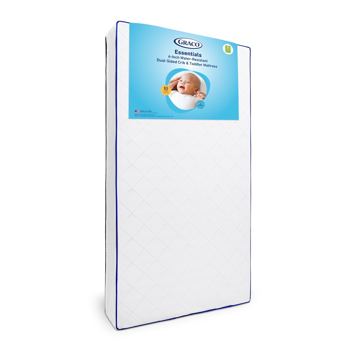 Graco Essentials 6-Inch Water-Resistant Dual-Sided Baby Crib & Toddler Bed Mattress with litho