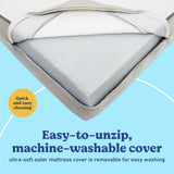 Graco Essentials 6-Inch Mesh Dual-Sided Baby Crib & Toddler Bed Mattress machine-washable callout