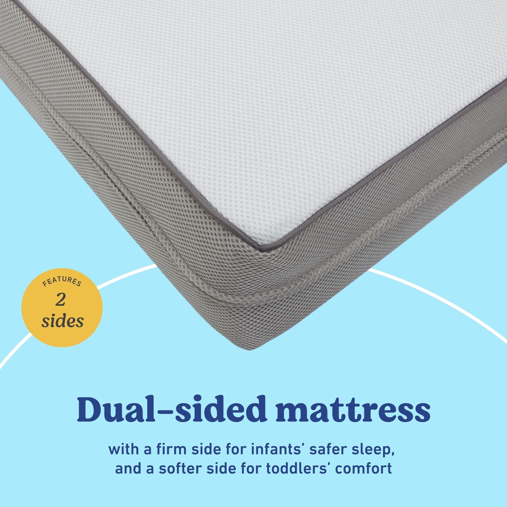 Graco 6-Inch Mesh Dual-Sided Crib And Toddler Mattress dual-sided callout