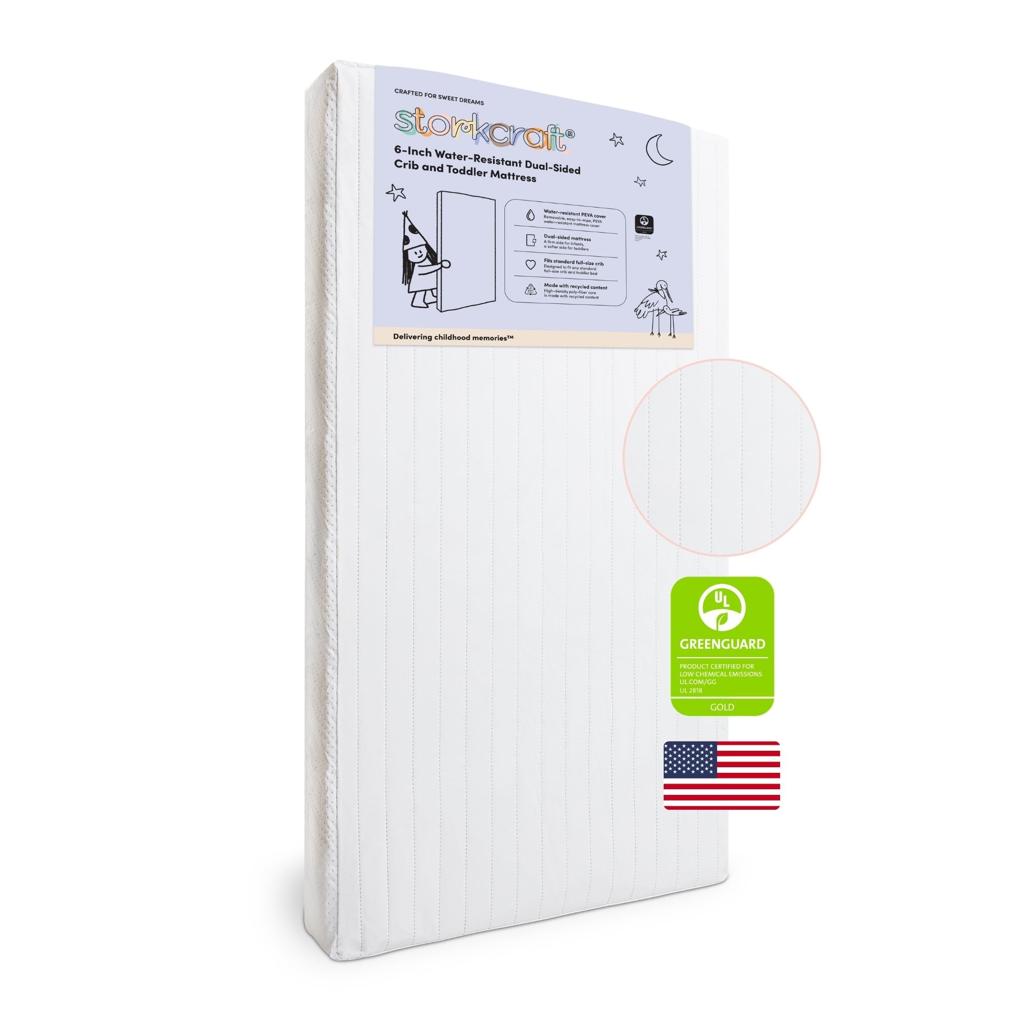 Storkcraft 6-Inch Water-Resistant Dual-Sided Crib and Toddler Mattress litho