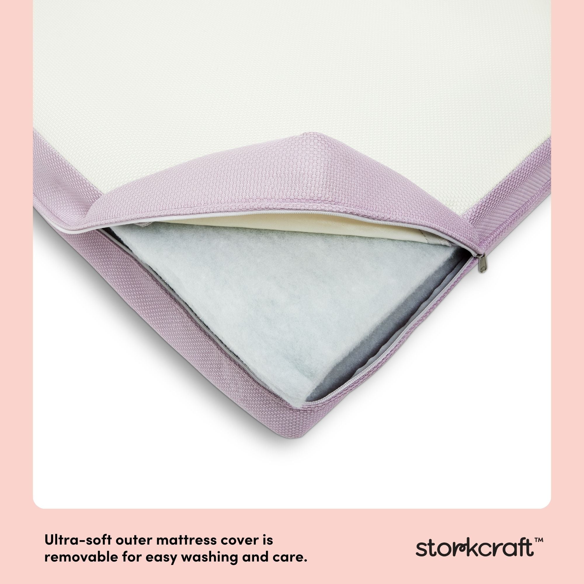 Storkcraft 6-Inch Mesh Dual-Sided Crib And Toddler Mattress litho removable cover callout