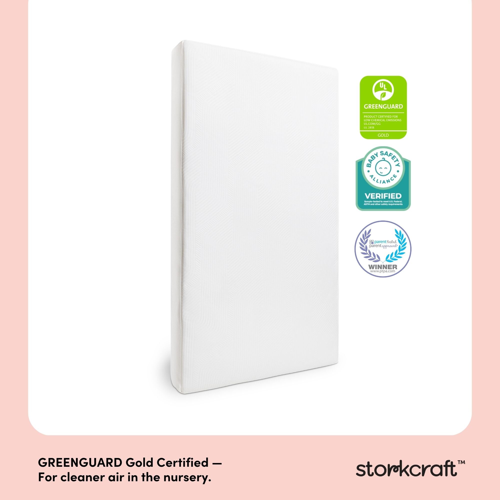 Storkcraft 6-Inch Dual-Sided Crib And Toddler Mattress certifications callout