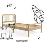 Porto driftwood twin bed with black doodles overlaid on image