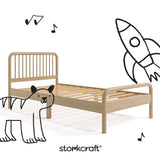Porto driftwood twin bed with black doodles overlaid on image