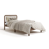 Porto hazelnut twin bed with bedding angle view