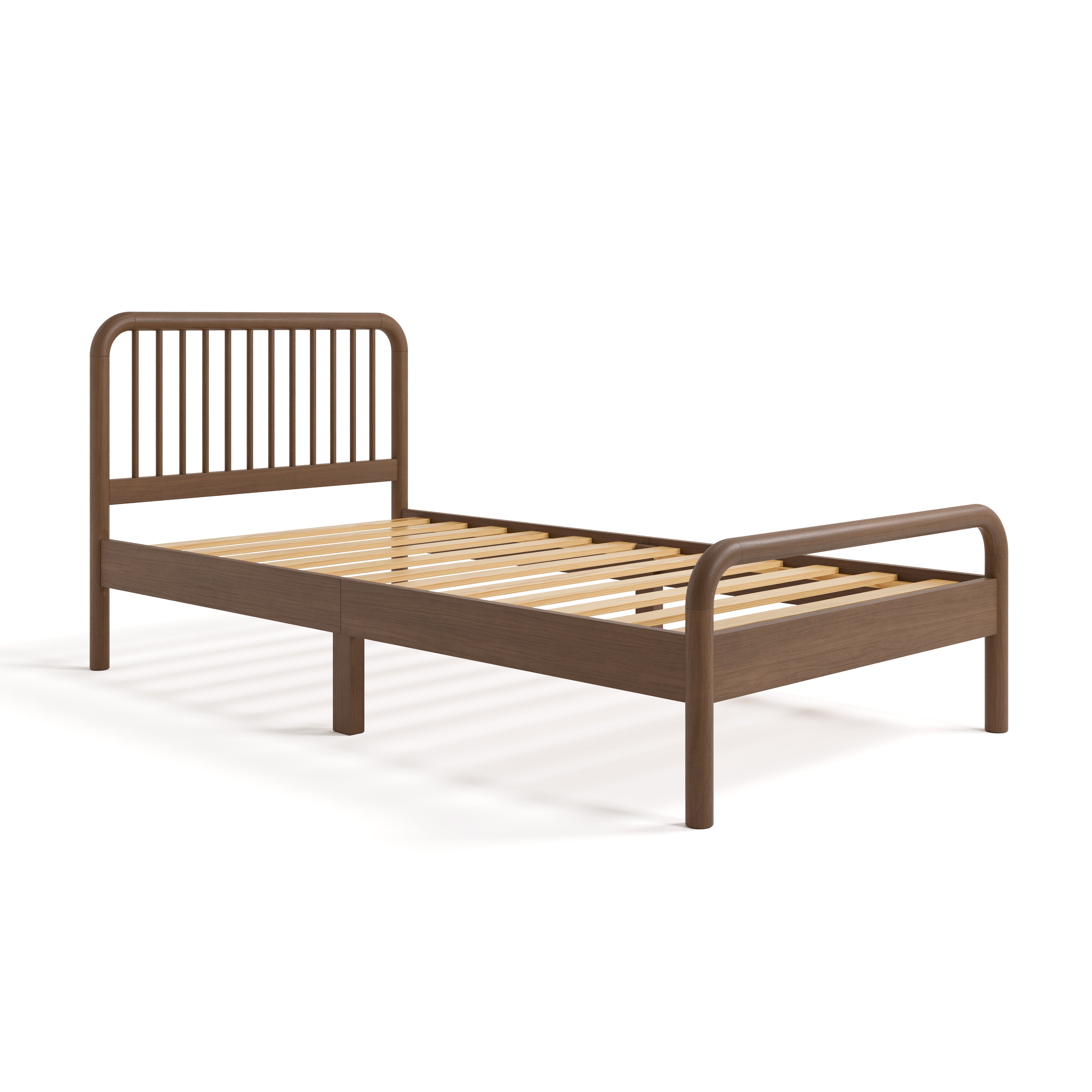 Porto hazelnut twin bed without mattress angle view