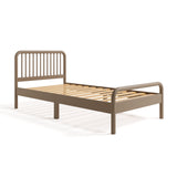 Porto taupe twin bed without mattress angle view