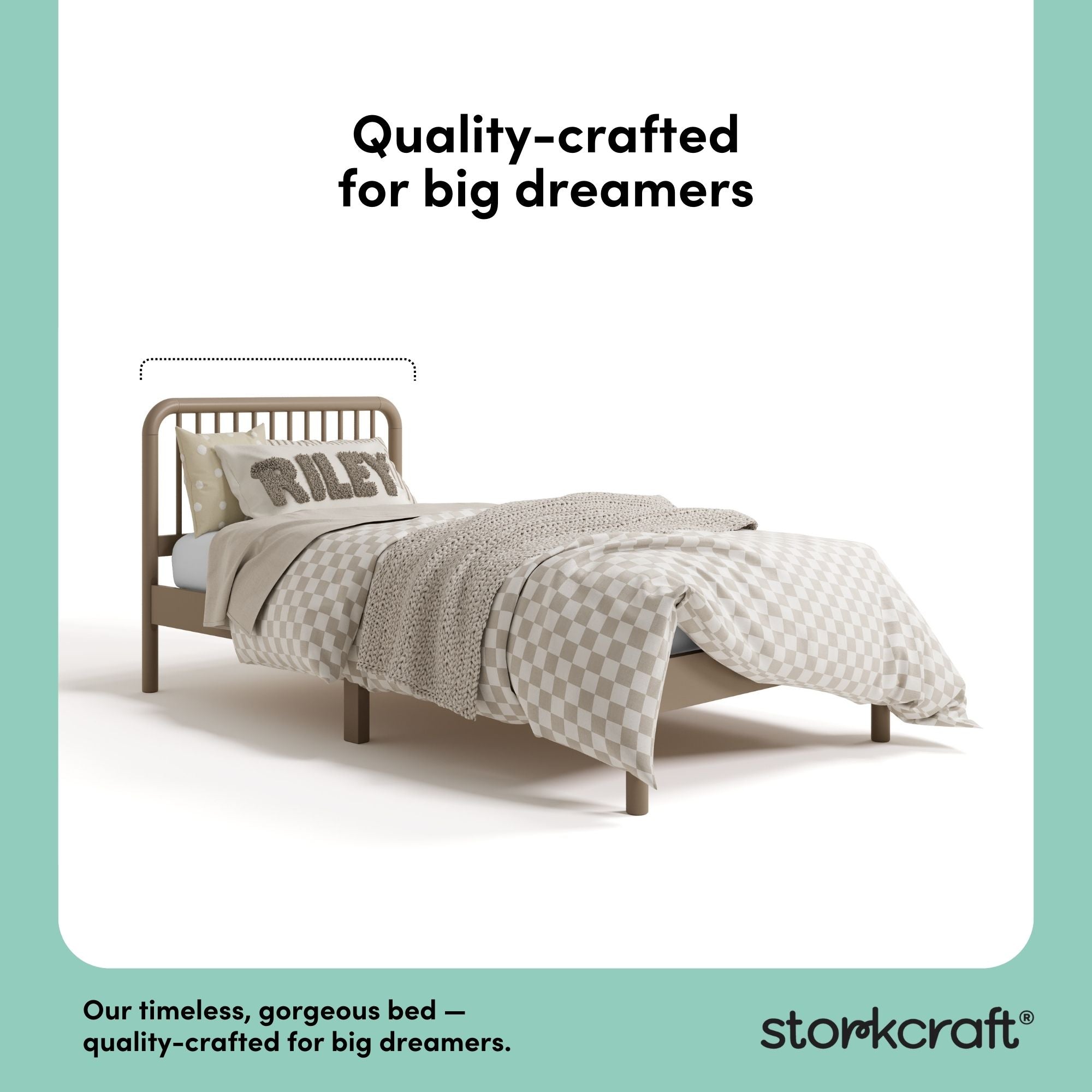 Porto taupe twin bed craftsmanship callout