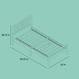 Porto twin bed drawing with dimensions