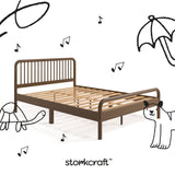 Porto hazelnut full bed with black doodles overlaid on image