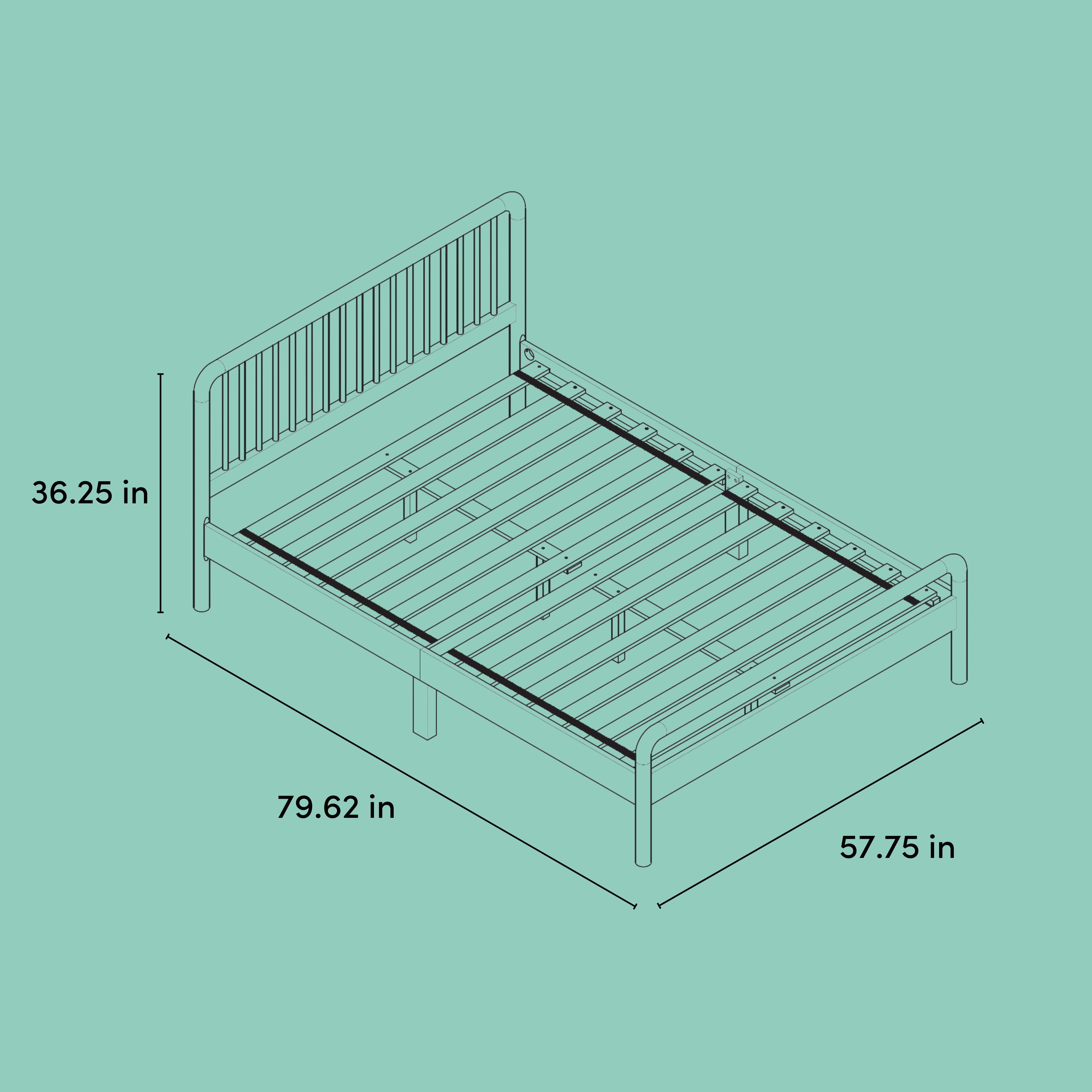 Porto full bed drawing with dimensions