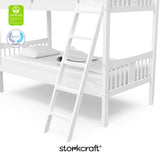 Caribou white twin over twin bunk bed with GGG and PTPA logo on top left