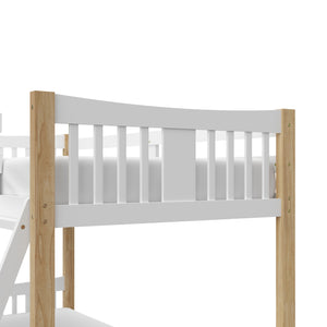 white with natural top bunk bed footboard view