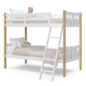 white with natural bunk bed with fixed ladder angled 