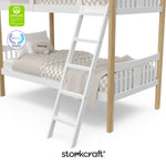 Caribou white with natural twin over twin bunk bed with GGG and PTPA logo on top left