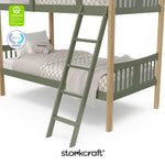 Caribou olive with natural twin over twin bunk bed with GGG and PTPA logo on top left