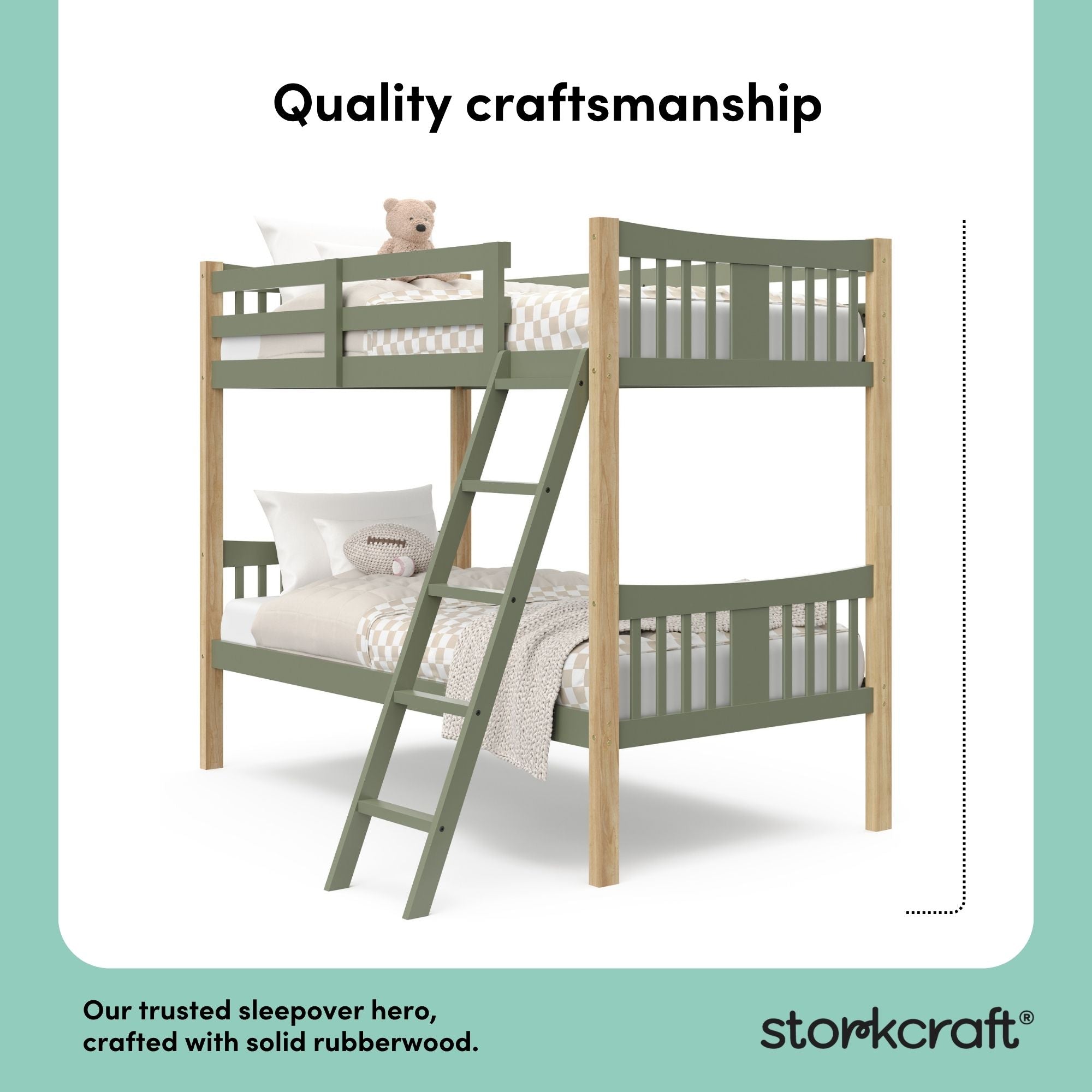 Caribou olive with natural twin over twin bunk bed style callout