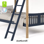 Caribou midnight blue with natural twin over twin bunk bed with GGG and PTPA logo on top left
