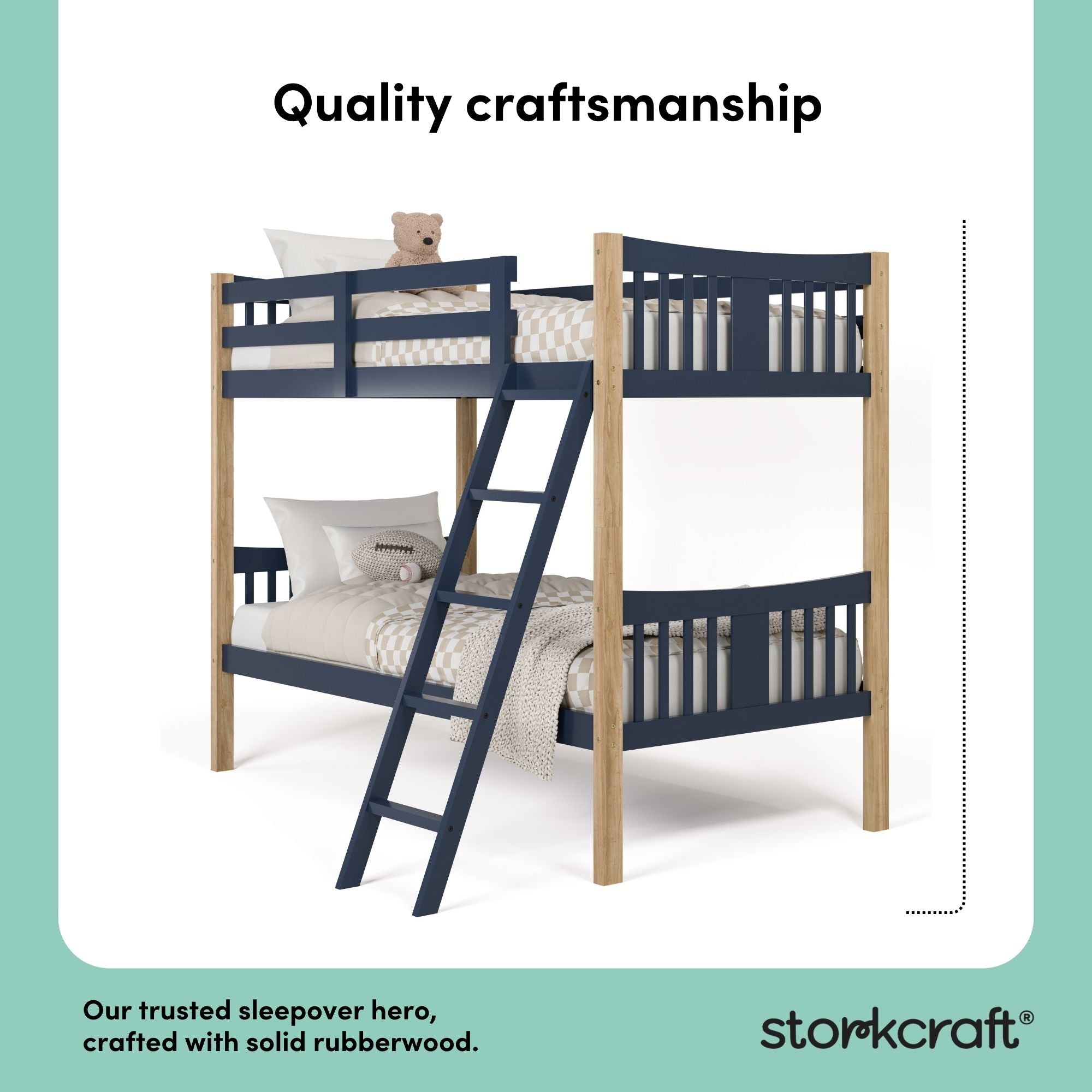 Caribou midnight blue with natural twin over twin bunk bed style callout