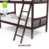 Caribou espresso twin over twin bunk bed with GGG and PTPA logo on top left