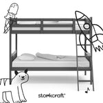 Caribou gray twin over twin bunk bed with black doodles overlaid on image