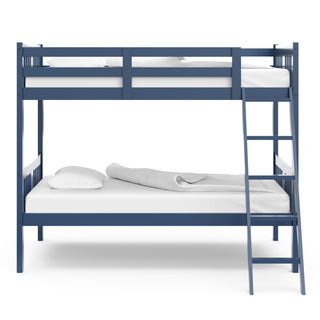 navy bunk bed with fixed ladder side view