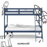 Caribou navy twin over twin bunk bed with black doodles overlaid on image