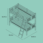 Caribou twin over twin bunk bed drawing with dimensions