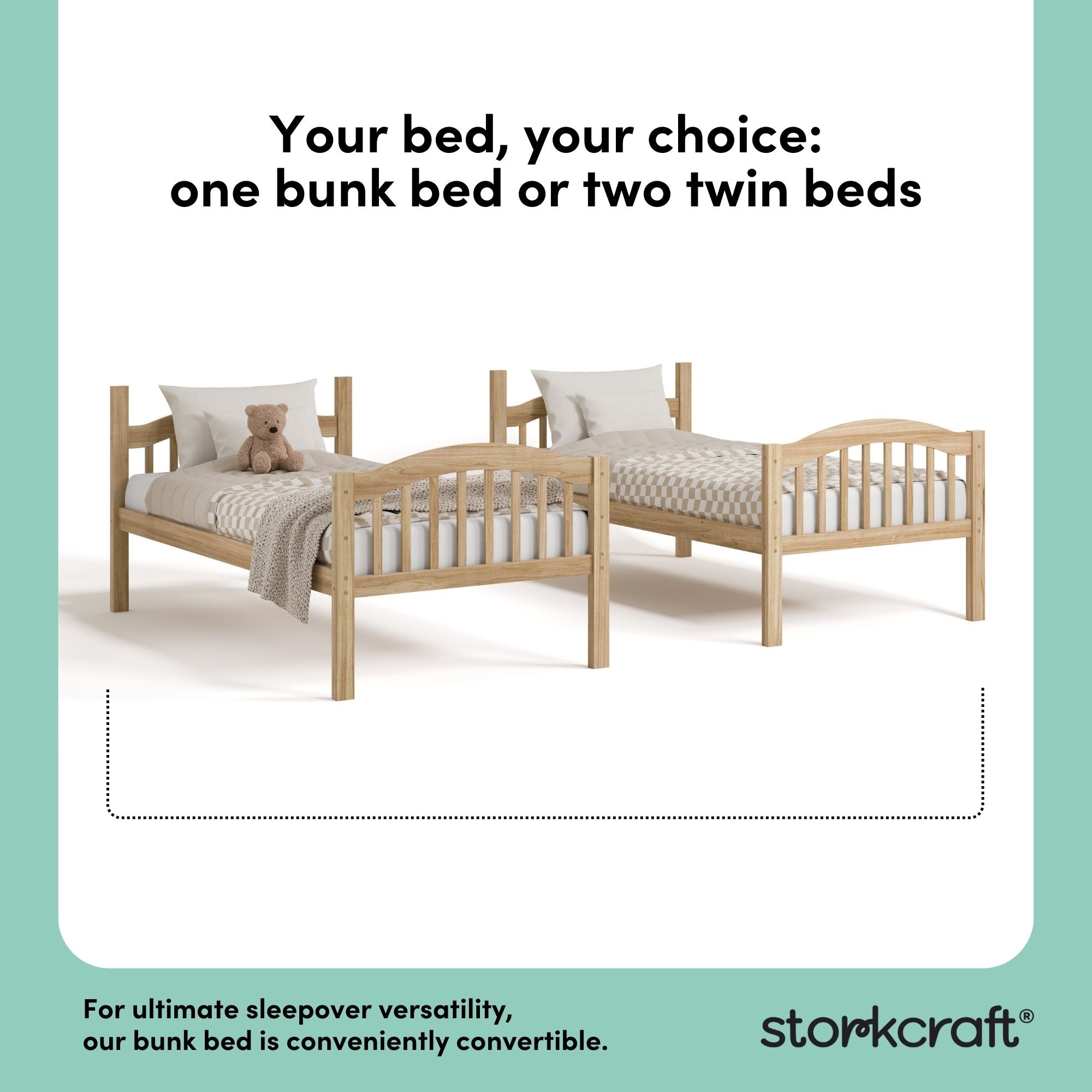 long horn natural twin over twin bunk bed convertible callout