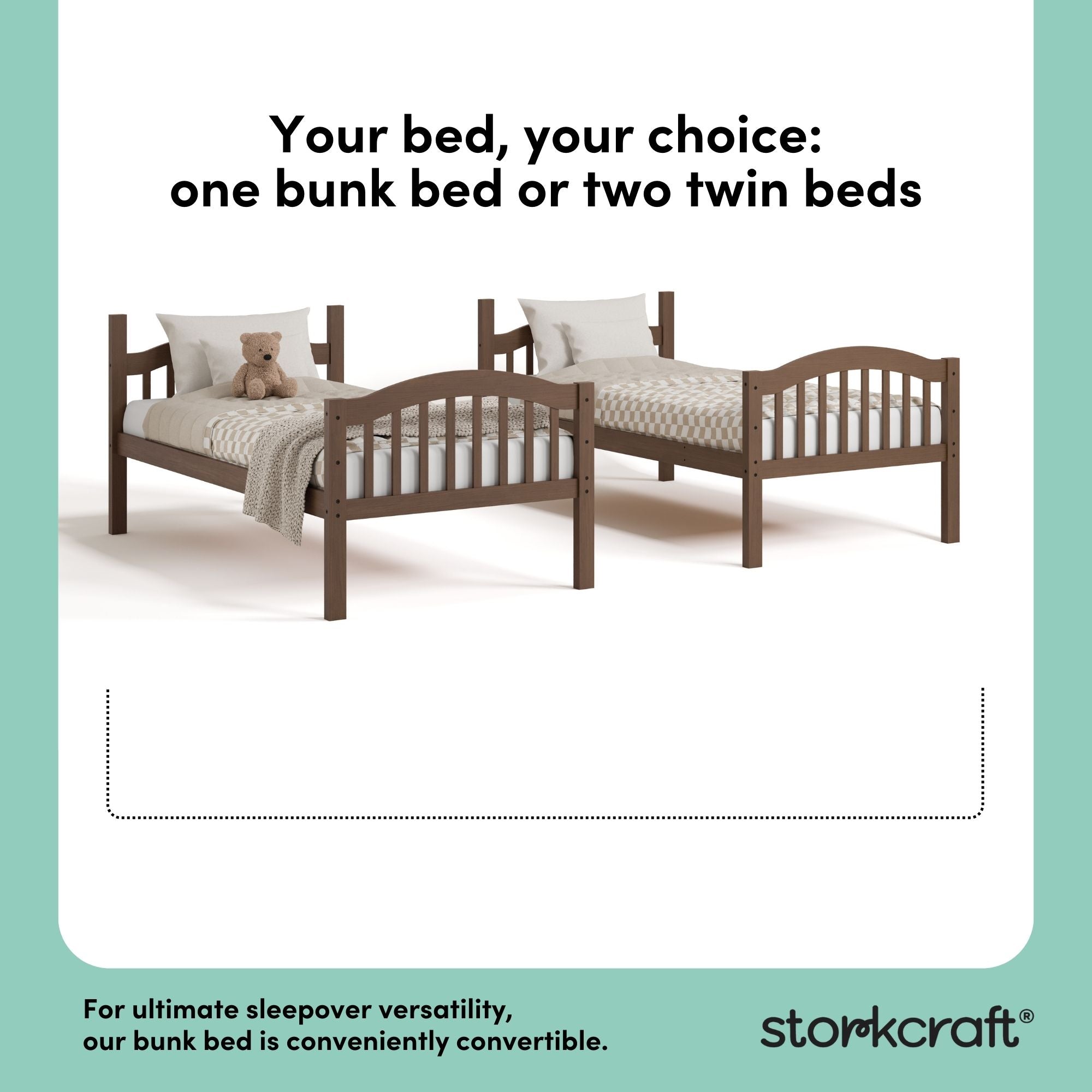 long horn hazelnut twin over twin bunk bed convertible callout