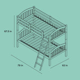 storkcraft long horn twin over twin bunk bed dimensions cartoon drawing over green background