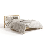 porto natural queen bed with bedding angle view