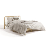 porto natural queen bed with bedding angle view