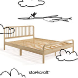 porto natural queen bed without mattress and black drawings overlaid on image
