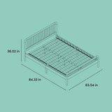 porto queen bed illustration with dimensions