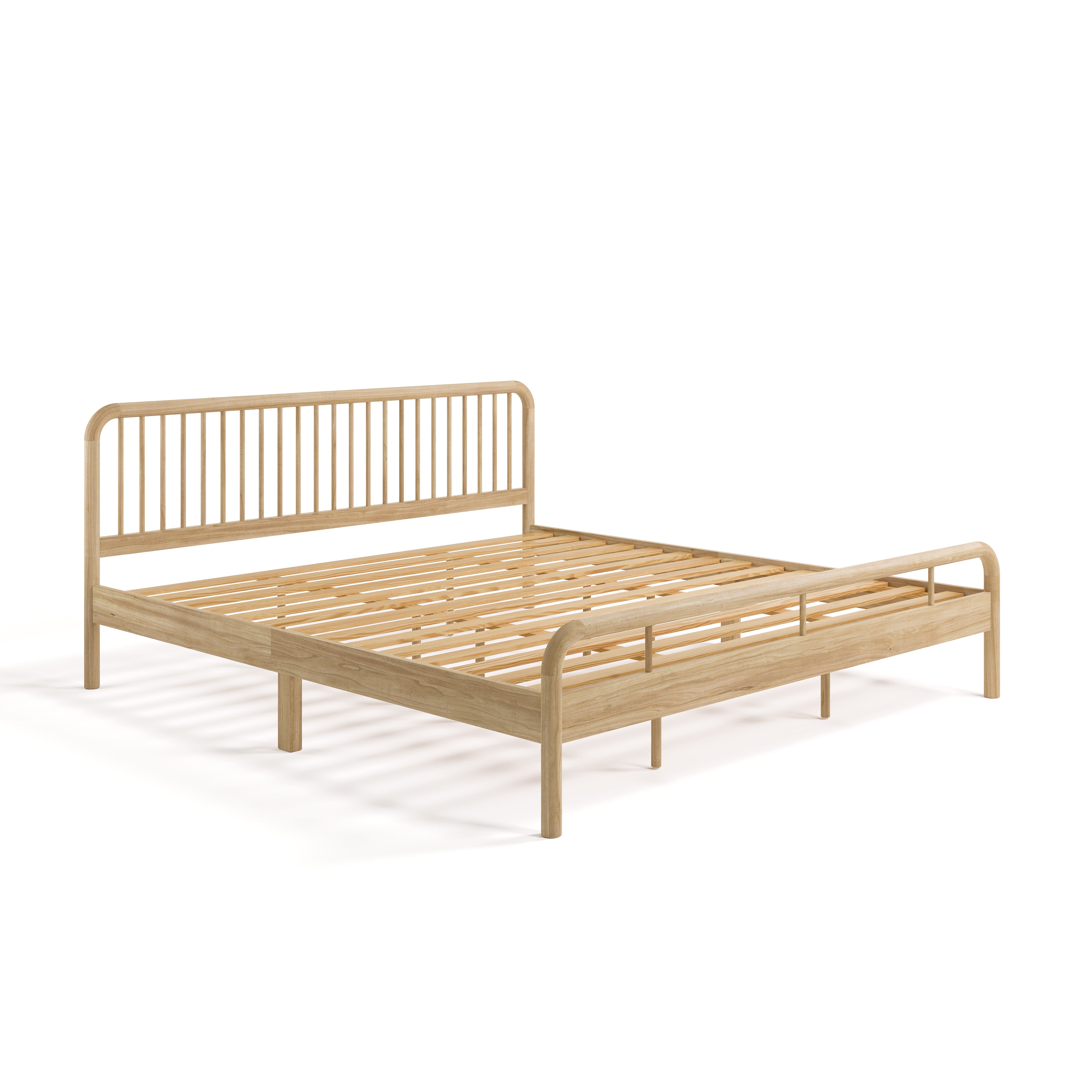 porto natural king bed without mattress angle view