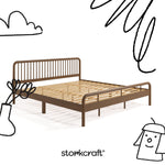 Porto hazelnut king bed with black doodles overlaid on image