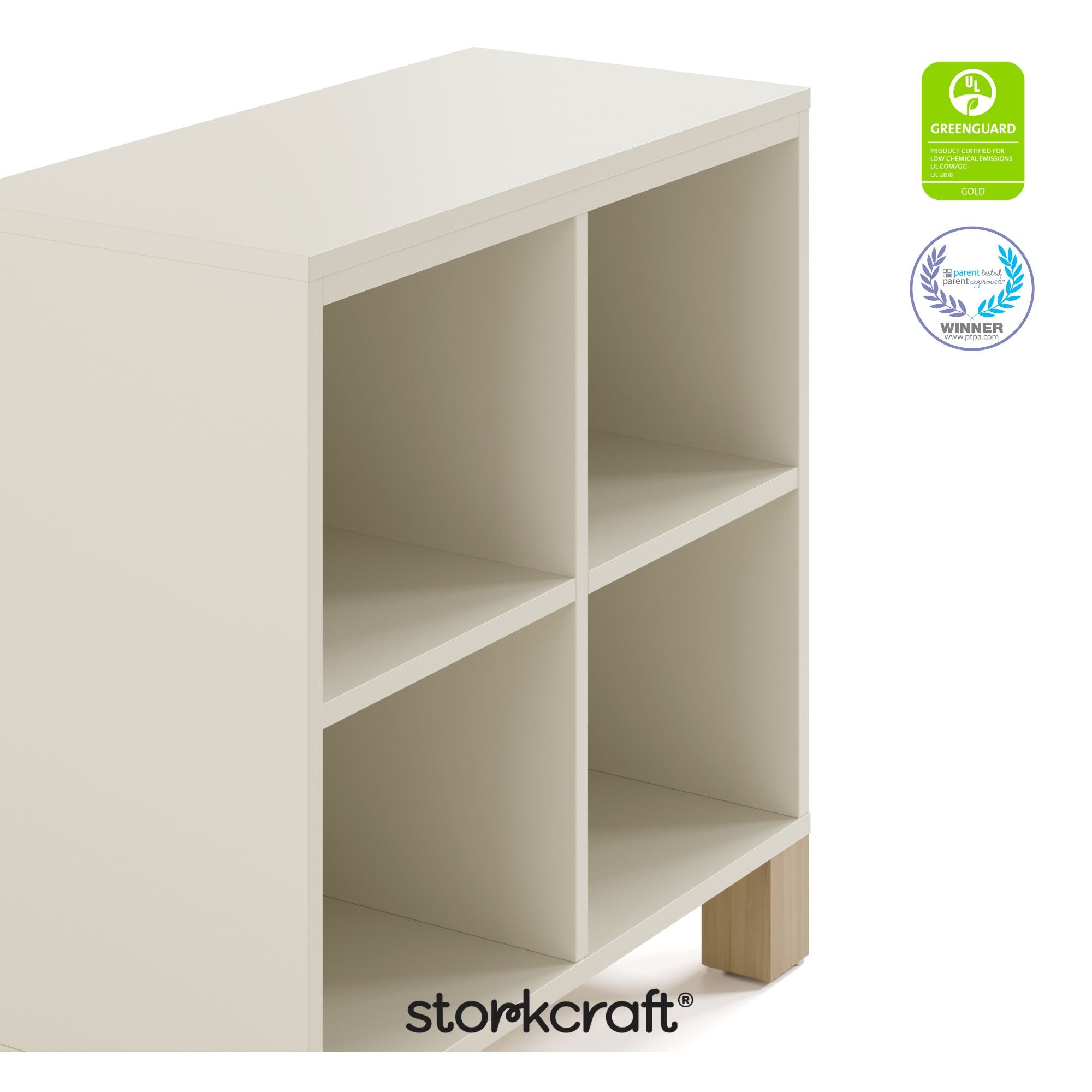 California frosted oat with driftwood bookcase certifications callout