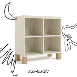 California frosted oat with driftwood bookcase with black cartoon drawings